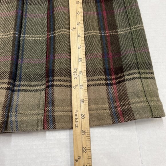 Liz Claiborne Y2K Skirt 10 Green Plaid Mini Wool Blend Dark Academia Preppy - Picture 5 of 9